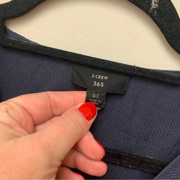 J.CREW 365 Navy Blue V-Neck Hammered Silk Blouse - Picture 3 of 9